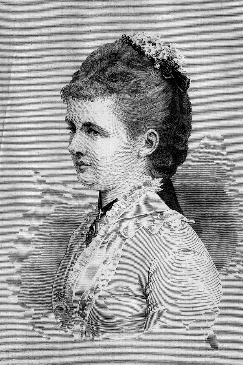 Muotokuva Emma de Waldeck Pyrmontista (Waldeck-Pyrmont) (1858-1934), Hollannin kuningattaresta. Kaiverrus ”Le Monde Illustréssa” nro 1139, 25. tammikuuta tekijältä French School