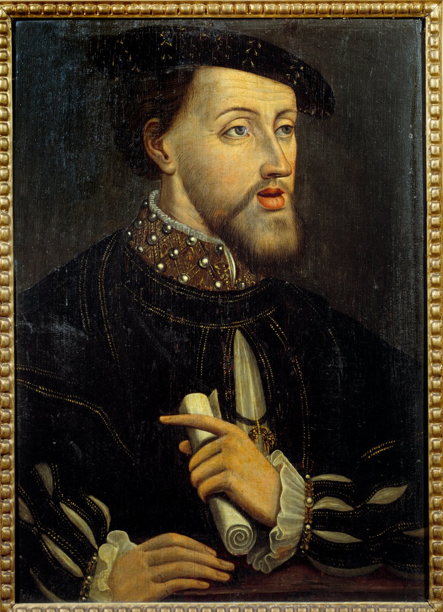 Keisari Kaarle V:n (1500-1558) muotokuva. Anonyymi maalaus ranskalaisesta koulusta. 16. vuosisata. Chantilly museo Conde tekijältä French School