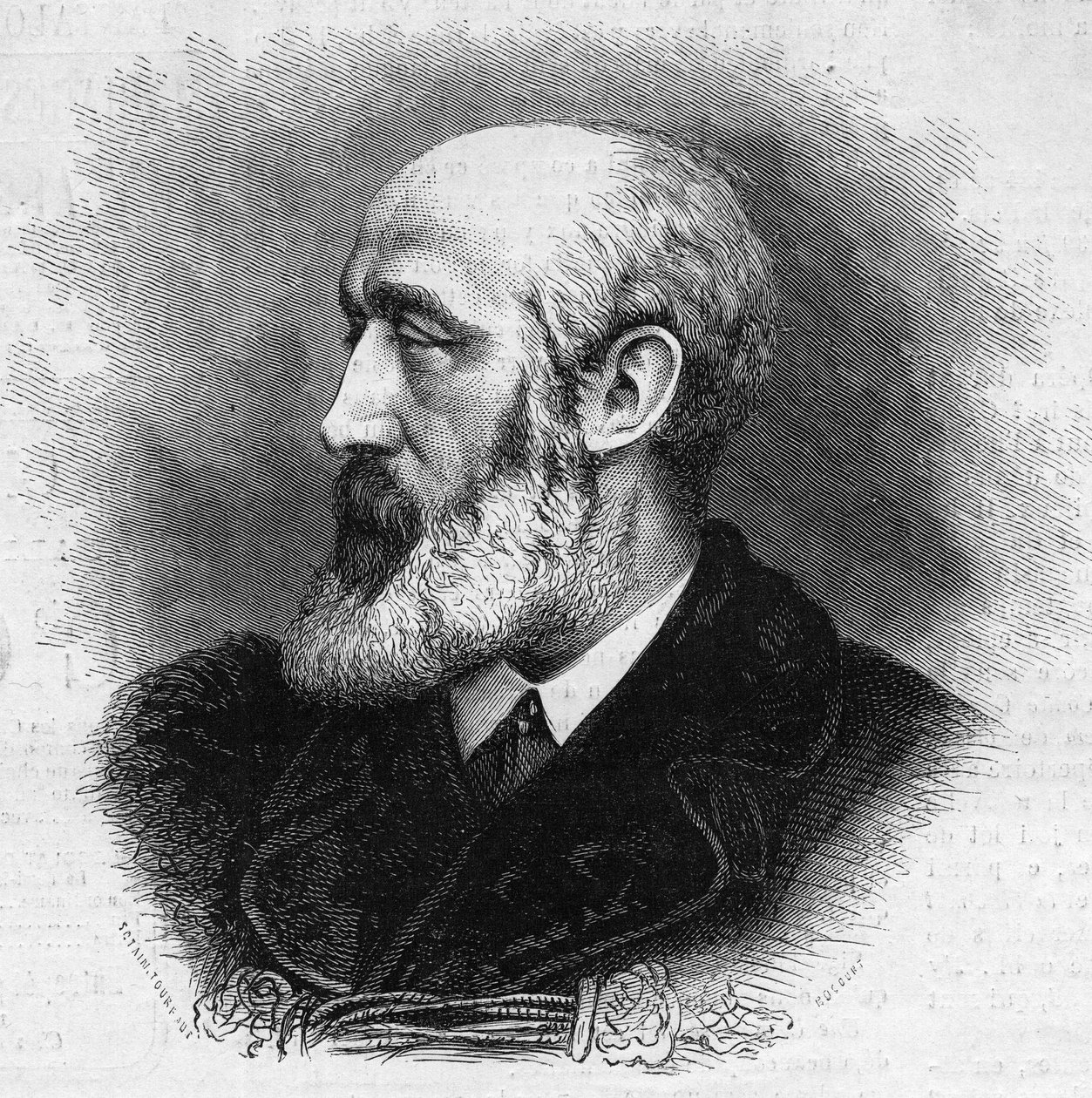 Ernest Feydeau (1821-1873), ranskalaisen runoilijan ja kirjailijan muotokuva. Kaiverrus "" Kuvitettu maailma"" nro 865, 8. marraskuuta tekijältä French School