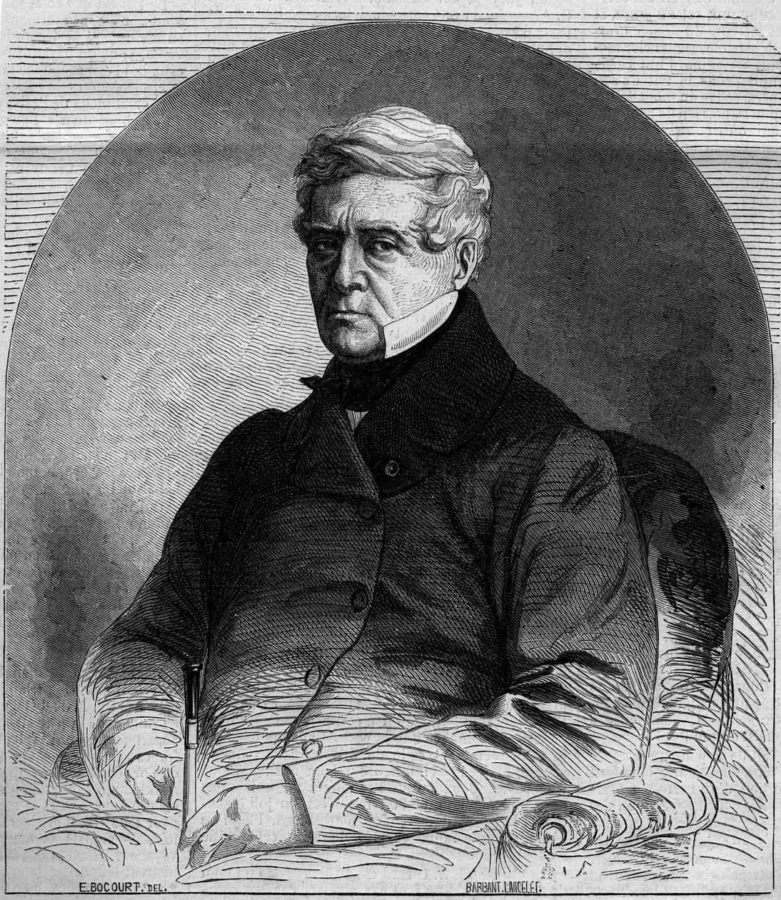 Ranskalaisen poliitikon Etienne Pasquierin (1767-1862) muotokuva. Kaiverrus "" Le Monde Illustré" -julkaisussa n¡275, 19. heinäkuuta 1862. tekijältä French School