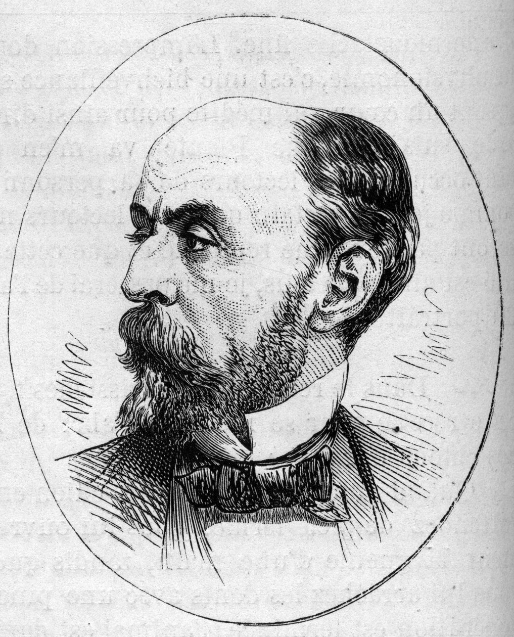 Eugene Fromentinin (1820-1876), ranskalaisen taidemaalarin muotokuva. Kaiverrus "" Le Monde Illustré" -julkaisussa nro 890, 2. toukokuuta 1874. tekijältä French School