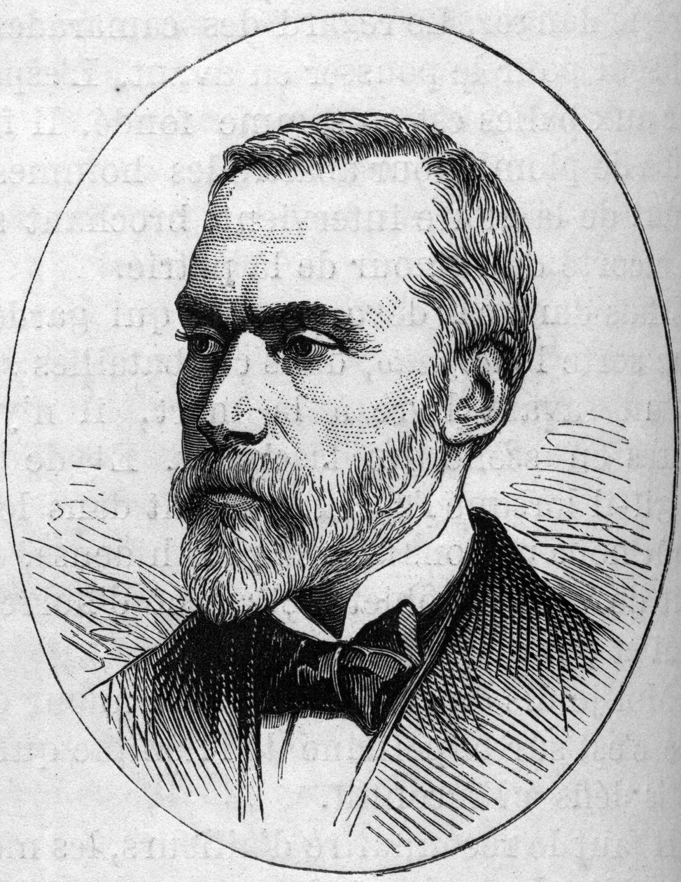 Eugene Guillaumen (1822-1905), ranskalaisen kuvanveistäjän muotokuva. Kaiverrus "" Le Monde Illustré" -julkaisussa nro 890, 2. toukokuuta 1874. tekijältä French School
