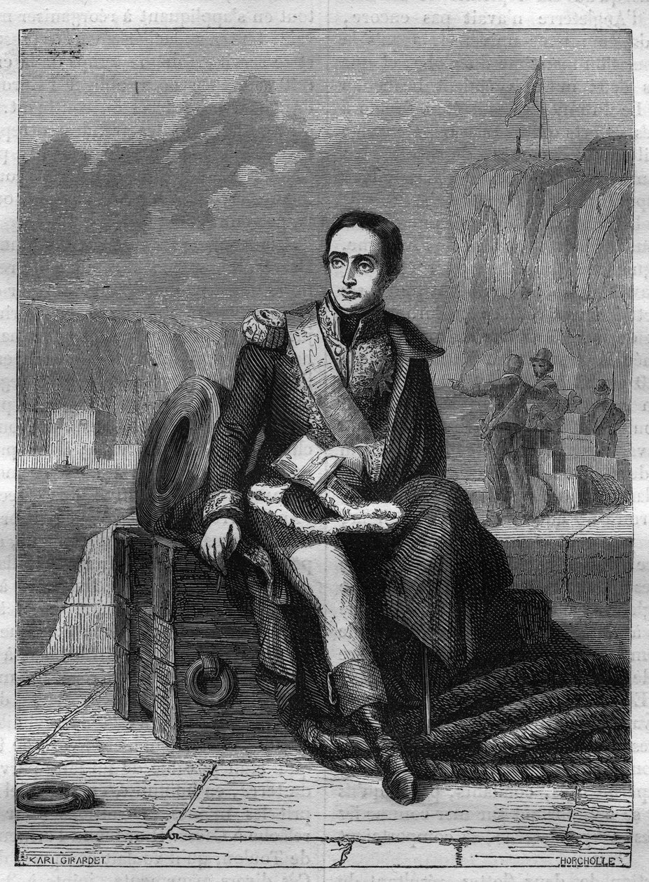 Eustache Bruixin (1759-1805), ranskalaisen amiraalin muotokuva - Kaiverrus vuodelta 1865 Louis Adolphe Thiersin teokseen "Histoire du Consulate et de l
