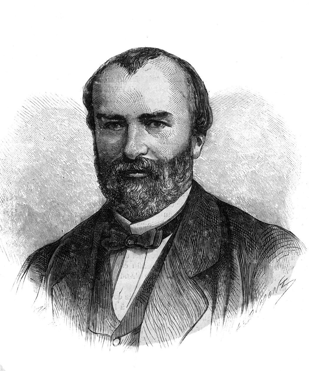 Francois-Saturnin-Leonide Babaud-Laribieren muotokuva (Francois Saturnin Leonide Babaud Laribiere) (1819-1873) ranskalainen poliitikko ja vapaamakoni - Kaiverrus vuodelta 1870 tekijältä French School