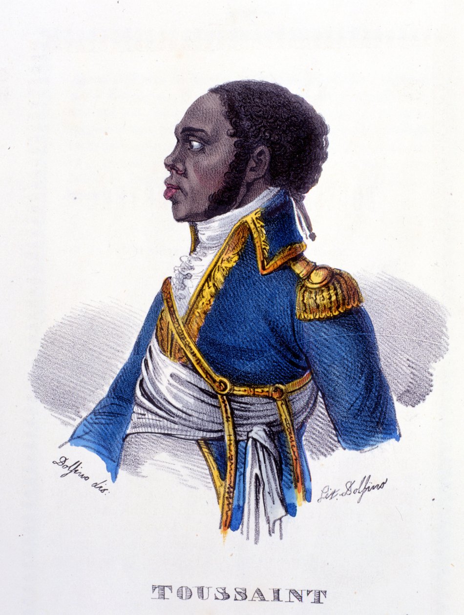 Muotokuva Francois Dominique Toussaintista, joka tunnetaan nimellä "Toussaint-Louverture" (Toussaint Louverture tekijältä French School