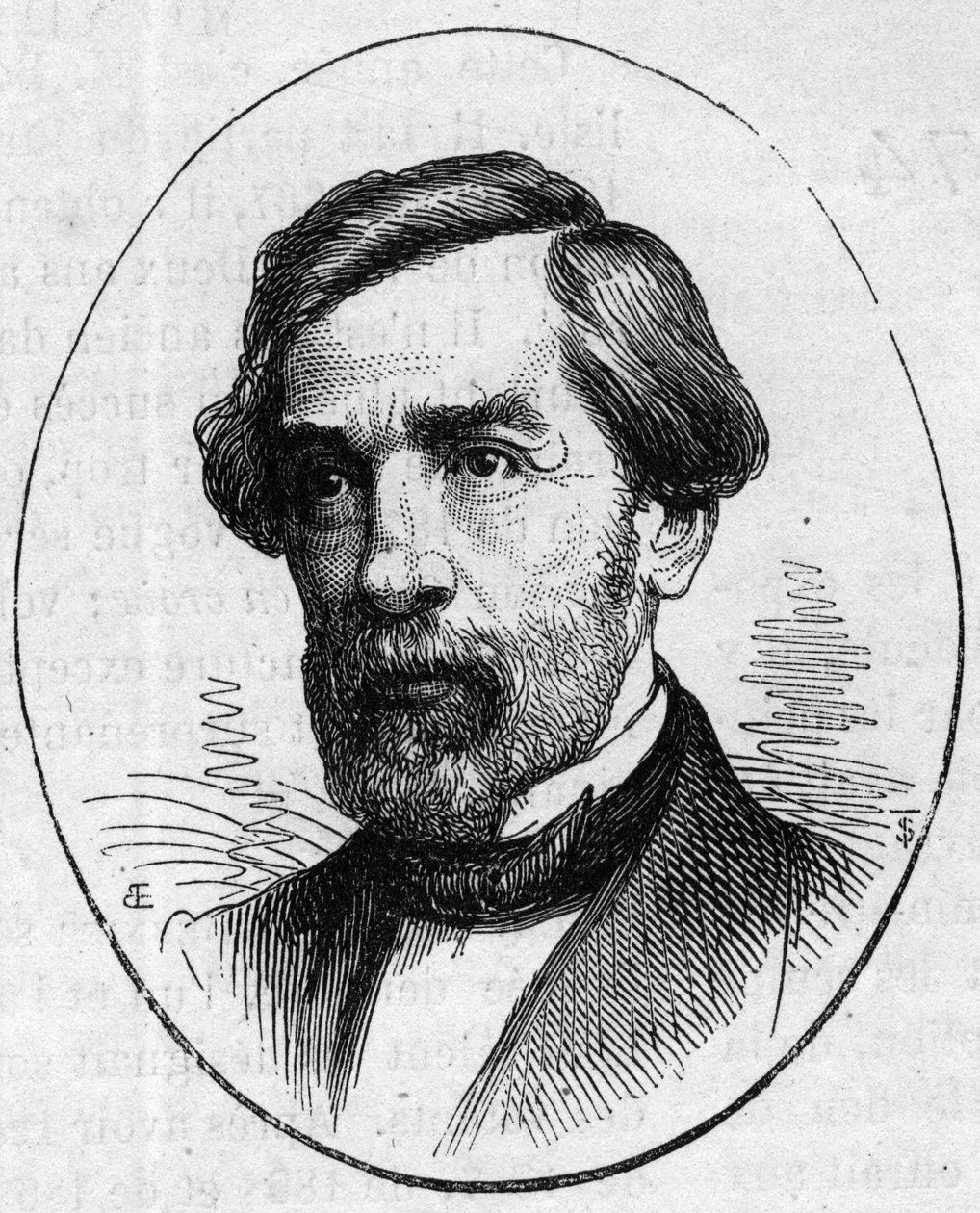 Francois Jouffroyn (1806-1882), ranskalaisen kuvanveistäjän muotokuva. Kaiverrus "" Le Monde Illustré" -julkaisussa nro 890, 2. toukokuuta 1874. tekijältä French School