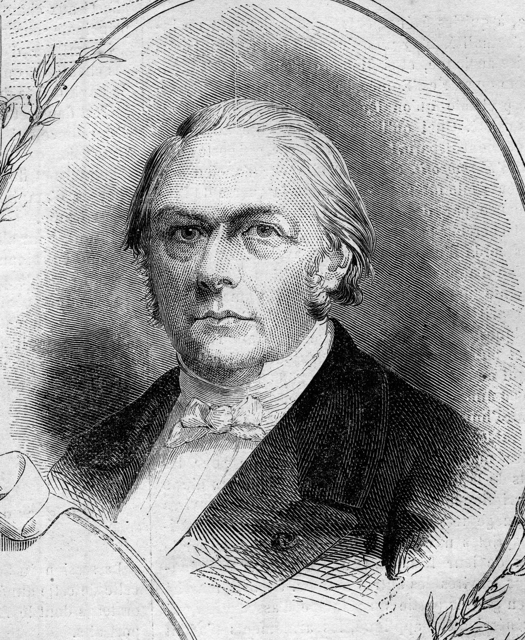 Muotokuva Francois Jules Devinckistä (1802-1878), ranskalaisesta teollisuusmiehestä ja poliitikosta. Kaiverrus "" Le Monde Illustré" -julkaisussa nro 262, 19. huhtikuuta 1862. tekijältä French School