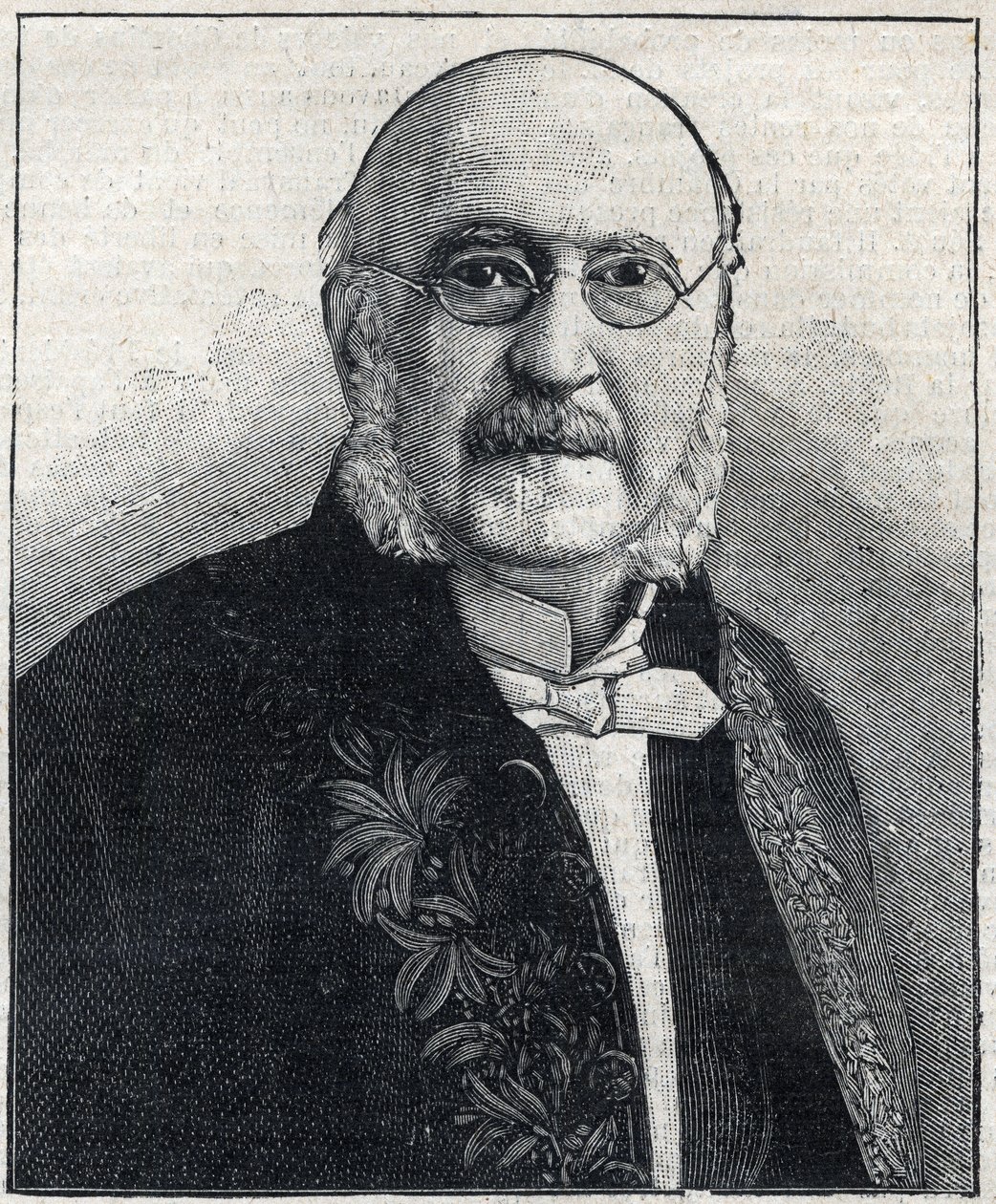 Muotokuva Francois Jules Suisse dit Jules Simonista (1814-1896), ranskalaisesta filosofista ja valtiomiehestä, elokuvassa "Le Petit Parisien" tekijältä French School