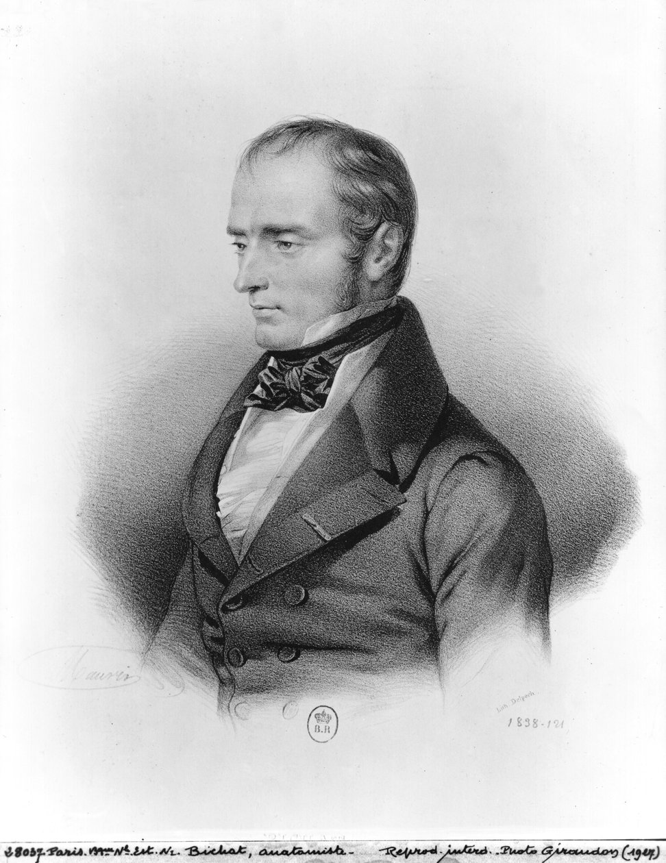 Muotokuva Francois Xavier Bichatista (1771-1802), kaiverrettu Francois Seraphin Delpech (1778-1825) tekijältä French School