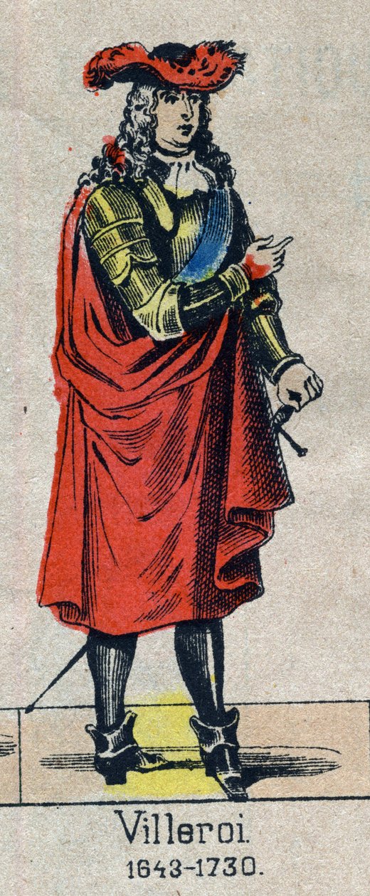 Francois de Neufvillen muotokuva, Villeroin herttua, Ranskan Marechal (1644-1730). Kuva Epinalista 1800-luvun lopulta. tekijältä French School