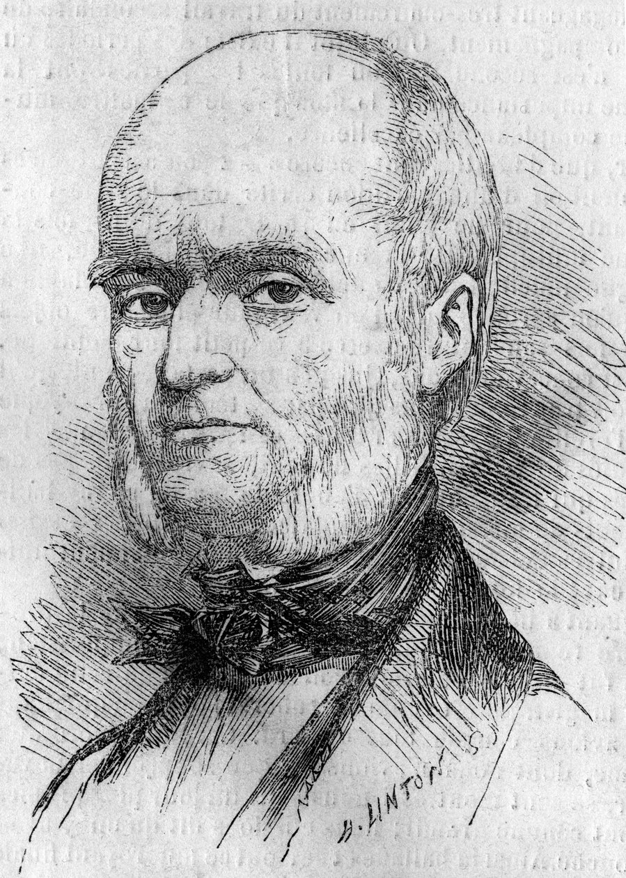 Muotokuva Frederic Milletistä (1796-1859), ranskalaisesta miniaturistista. Kaiverrus "" Le Monde Illustré" -julkaisussa nro 133, 29. lokakuuta tekijältä French School