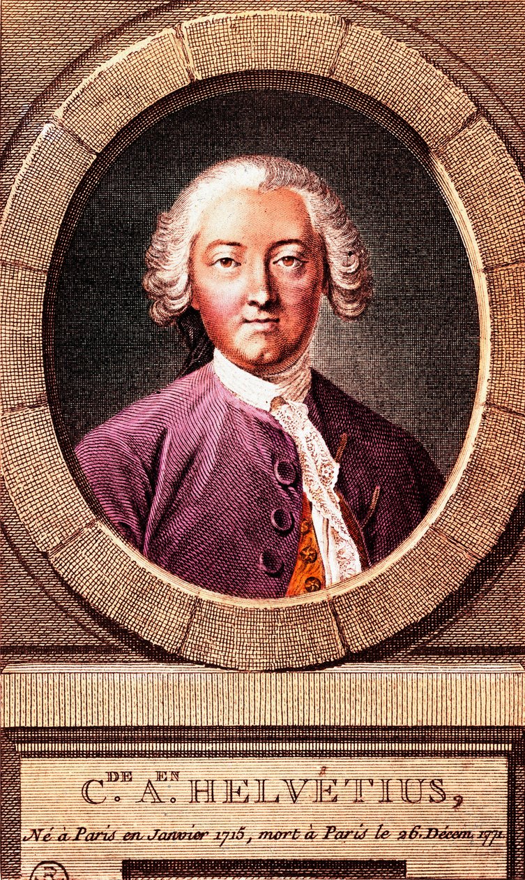 Ranskalaisen filosofin Claude Adrien Helvetiuksen (1715-1771) muotokuva, kaiverrus. 1772. tekijältä French School
