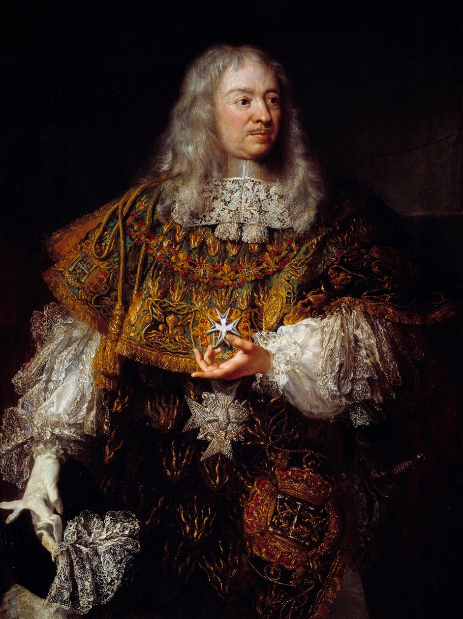 Muotokuva Gabriel de Rochechouartista (1600-1677) upeassa puvussa Pyhän Hengen ritarikunnan ritarina tekijältä French School
