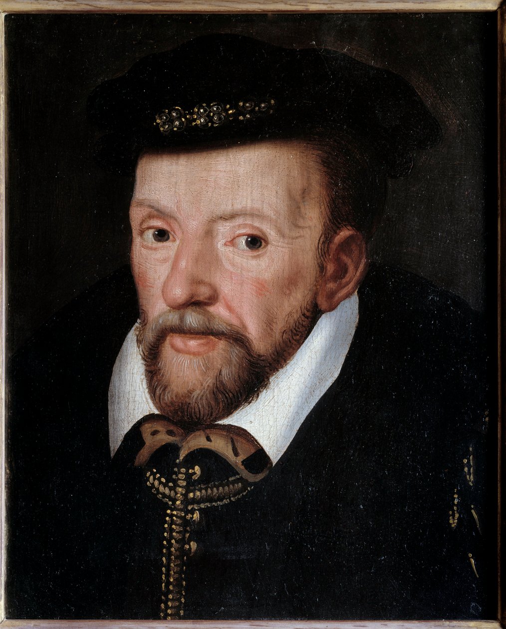 Muotokuva Gaspard de Colignysta (1519-1572) Ranskan amiraalista Ranskalaisen koulukunnan maalaus. 1500-luvun aurinko. 0,24x0,19 m tekijältä French School