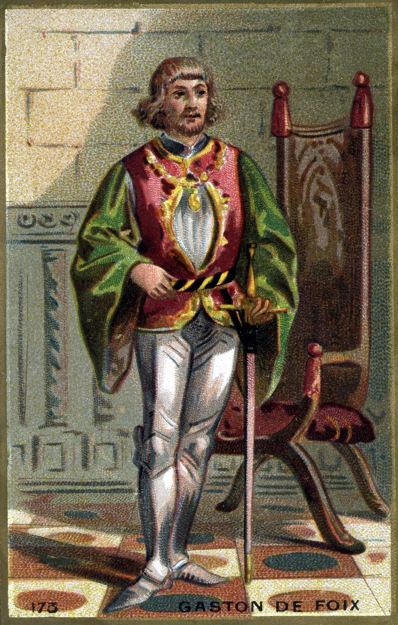 Gaston de Foixin (1489-1512) muotokuva. 1800-luvun lopun kromolitografia. tekijältä French School
