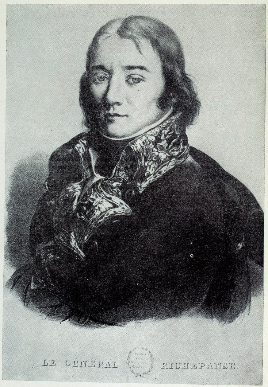 Kenraali Antoine Richepansen (tai Richepansen) (1770-1803) muotokuva orjuuden puolesta. 1800-luvun Chartresin grafiikkaa, Musee des Beaux Arts tekijältä French School