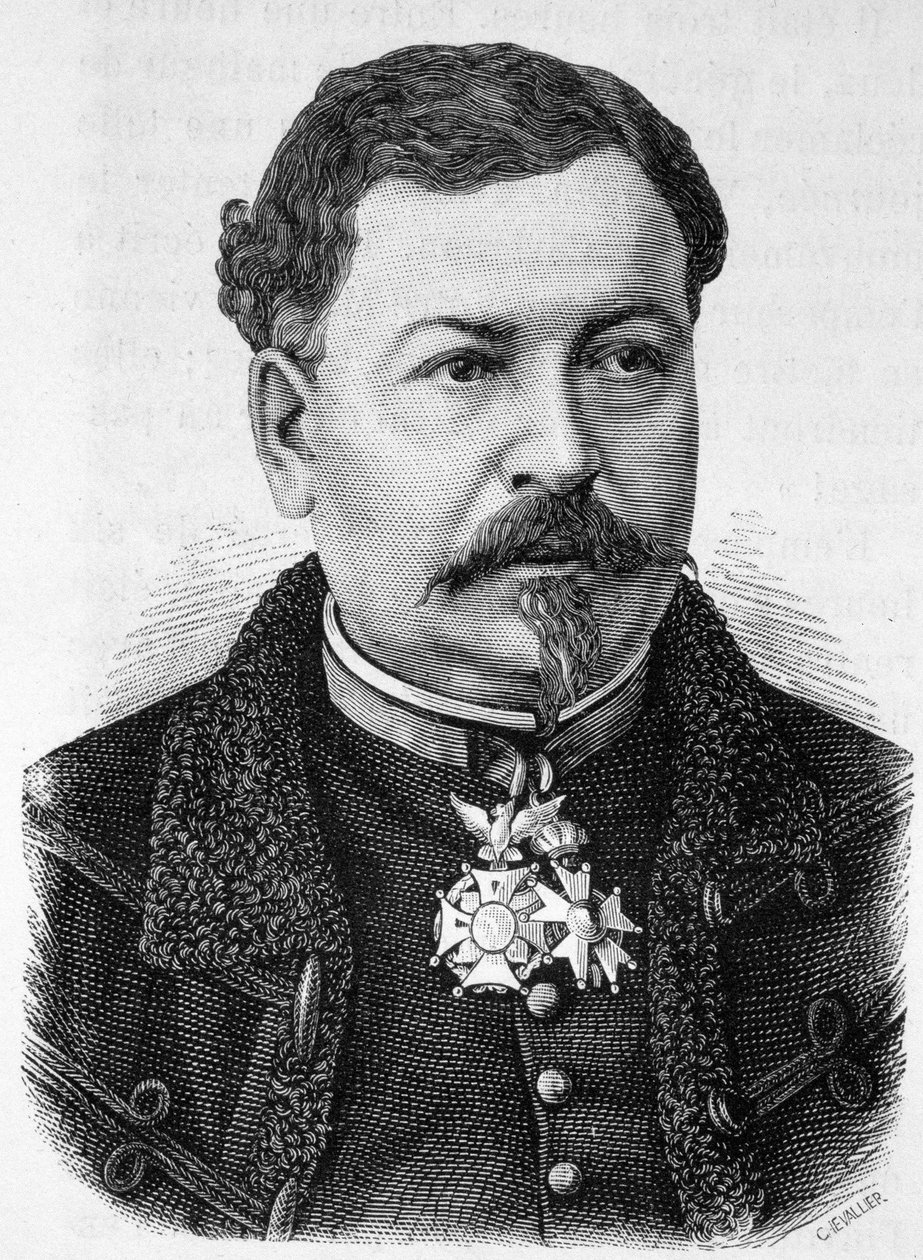 Kenraali Jean Auguste Margueritte (1823 - 1870, kuoli Sedanin taistelussa), Paulin ja Victor Margueritten isän muotokuva - Henri Martinin "Ranskan historiassa" tekijältä French School