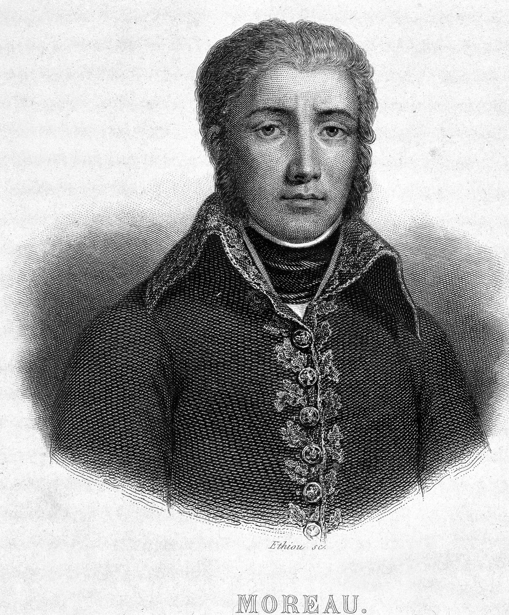 Kenraali Jean Victor (Jean-Victor) Moreaun (1763-1813) muotokuva - Thiersin "" Revolution francaise" -kirjassa tekijältä French School