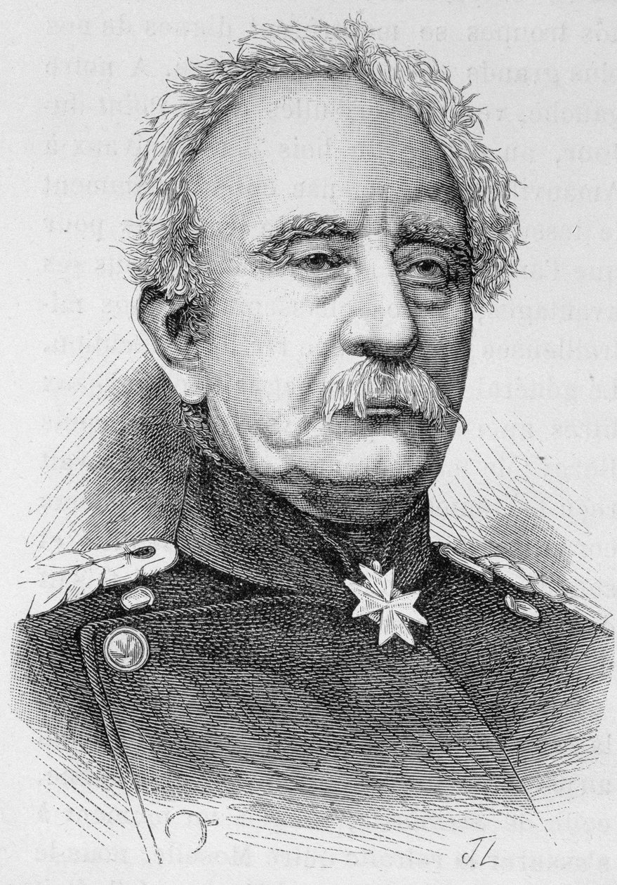 Kenraali Karl Friedrich Von Steinmetzin muotokuva, Preussin sotamarsalkka (1796 - 1877) - Henri Martinin "" L