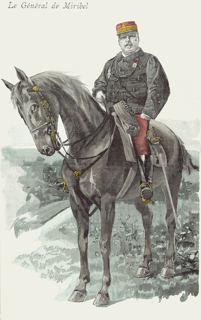 Kenraali de Miribelin (1831-93) muotokuva (kaiverrus) tekijältä French School