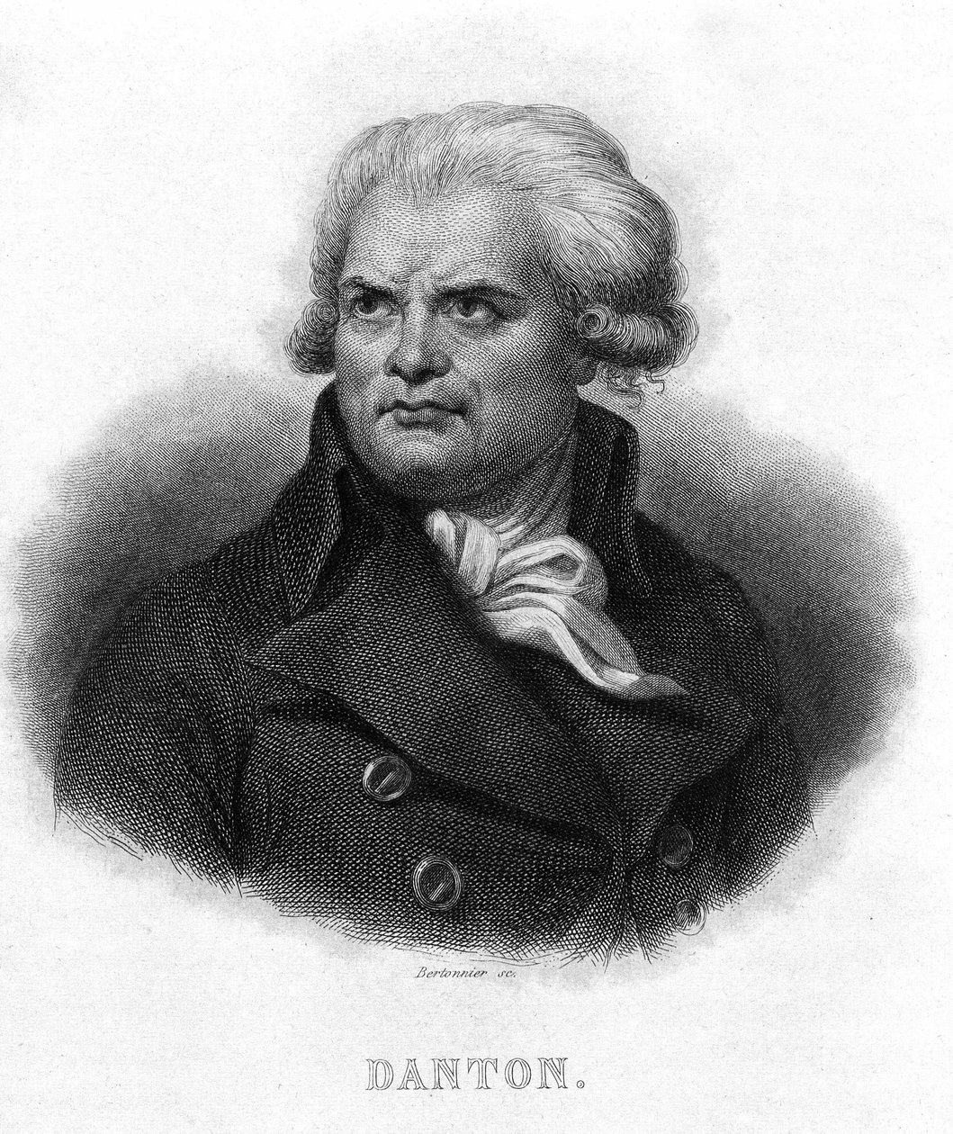 George Jacques Dantonin (1759 - 1794) muotokuva - Thiersin "" Revolution francaise" -kirjassa. 1800-luvulla tekijältä French School