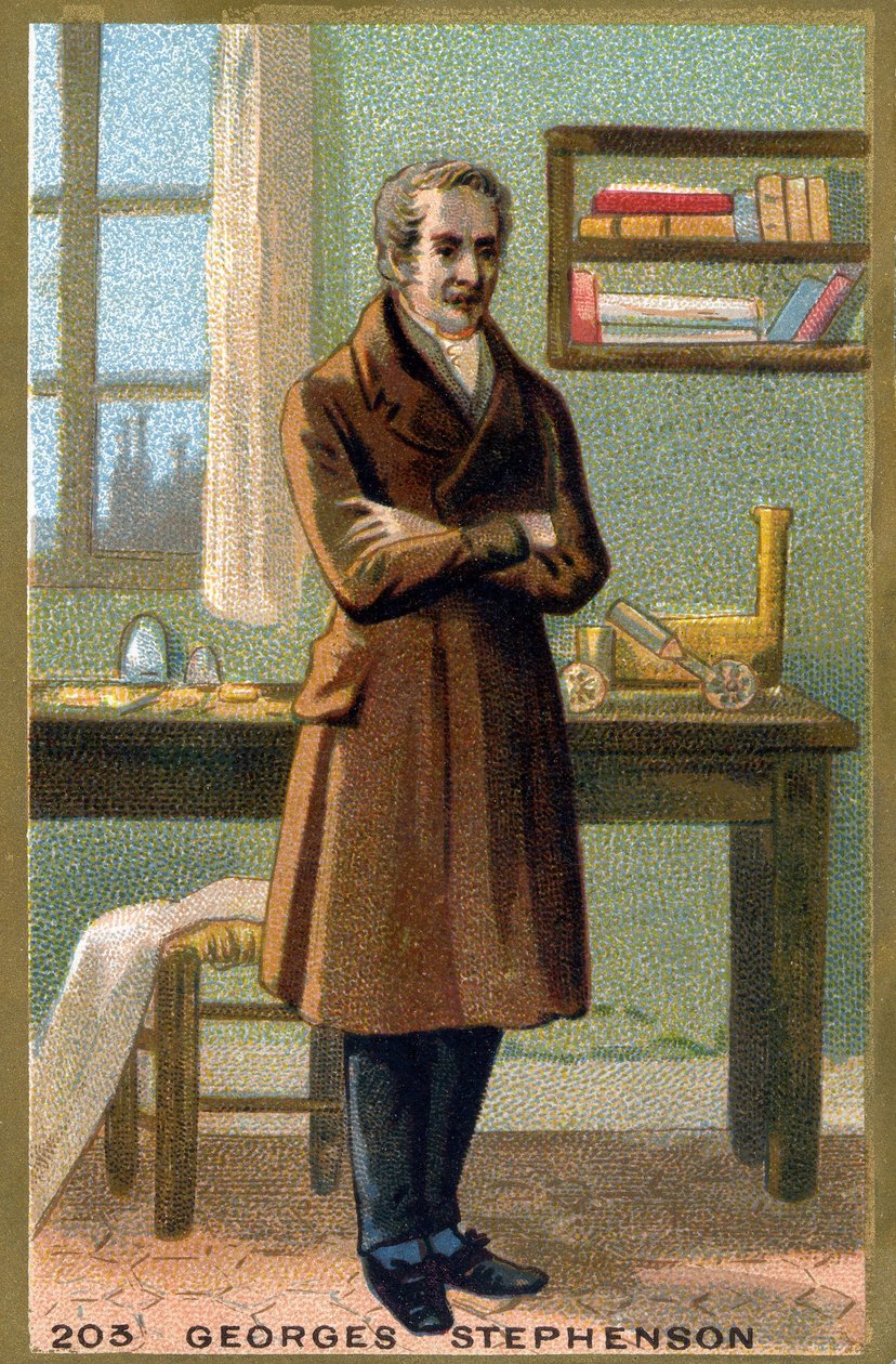 George Stephensonin (1781-1848) muotokuva. 1800-luvun lopun kromolitografia. tekijältä French School