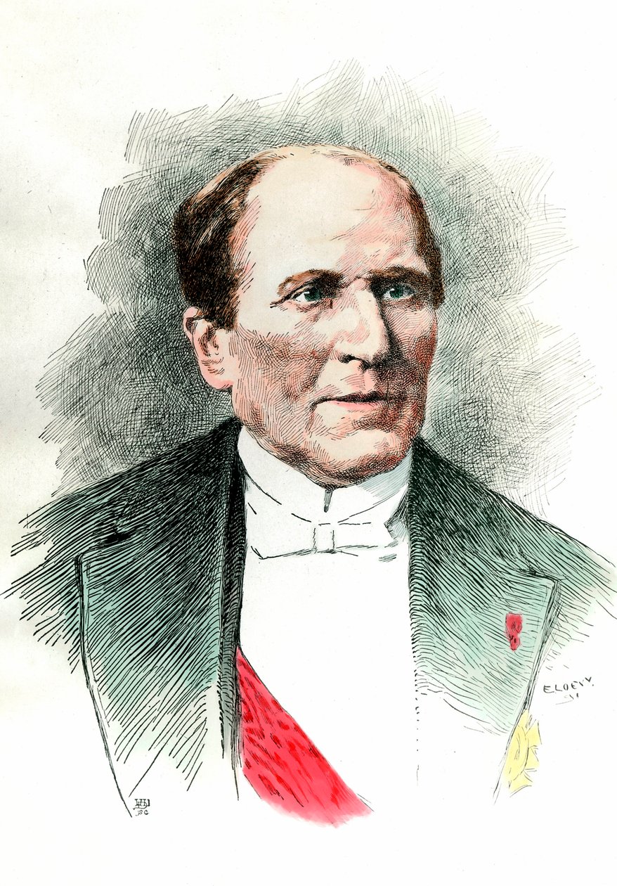 Muotokuva Georges Eugene Haussmannista, jota kutsuttiin paroni Haussmanniksi (1809 - 1891), Seinen prefetiksi toisen imperiumin aikana. Kaiverrus 1800-luvulta. Yksityinen kokoelma. tekijältä French School