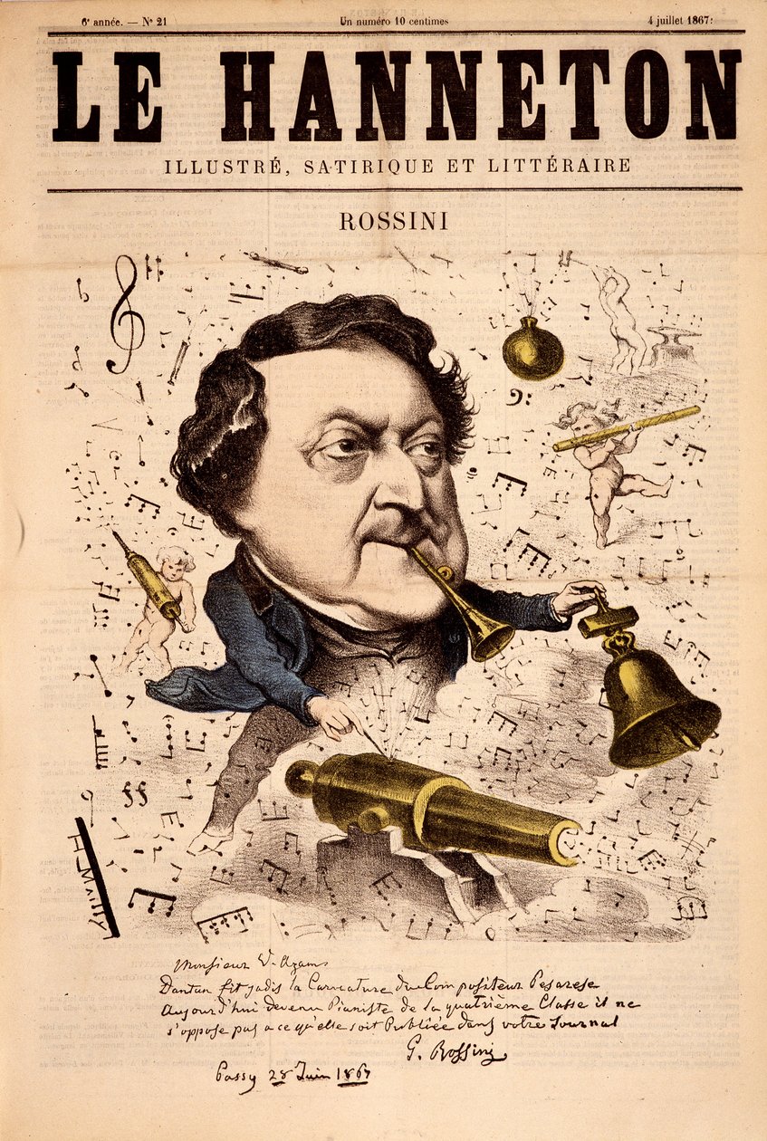 Retrat de Gioacchino Rossini (1792-1868) - a "" Le Hanneton "" de 04/07 / 1867 acabat tekijältä French School