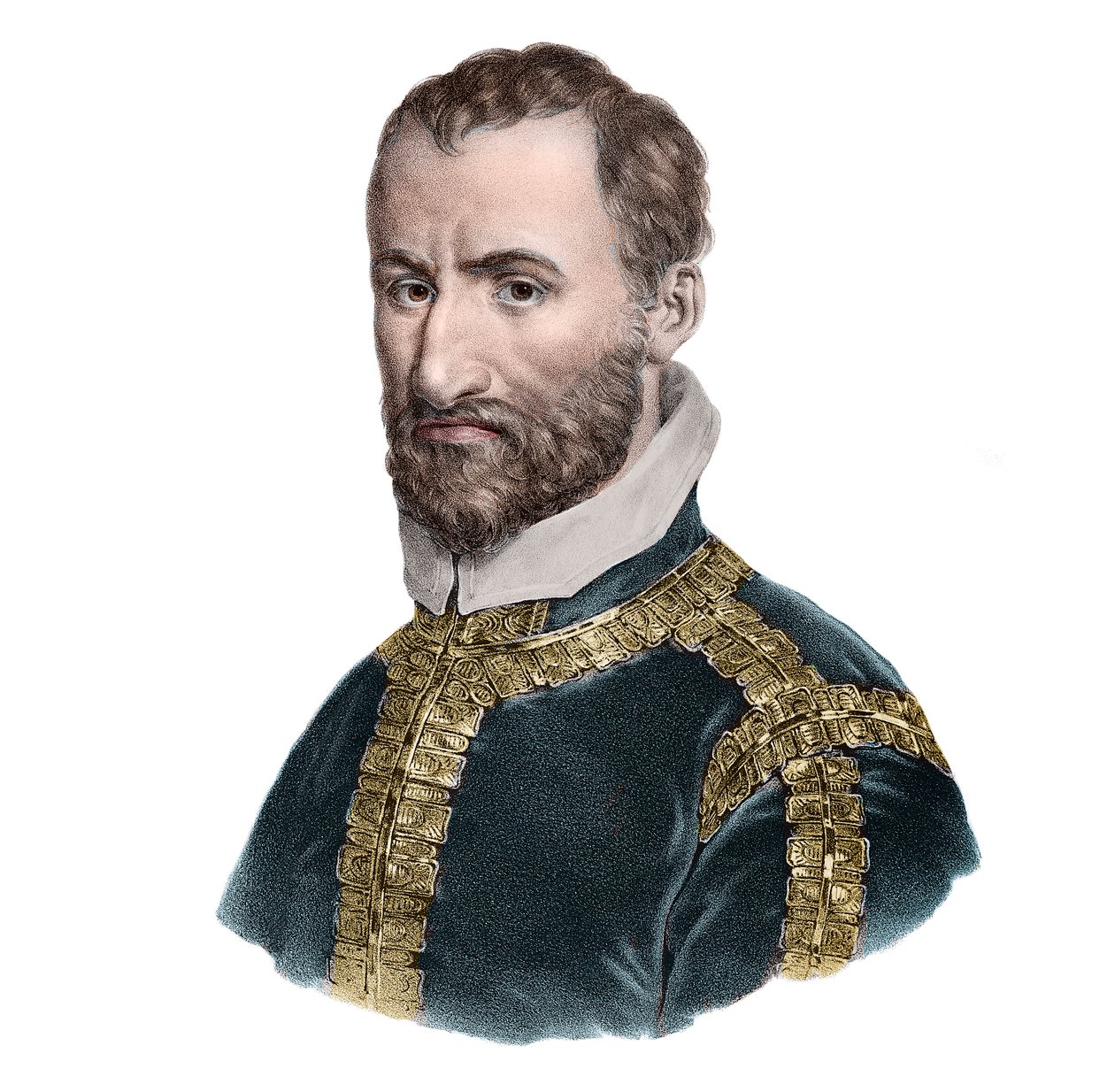 Muotokuva italialaisesta säveltäjästä Giovanni Pierluigi da Palestrina (1525-1594). tekijältä French School