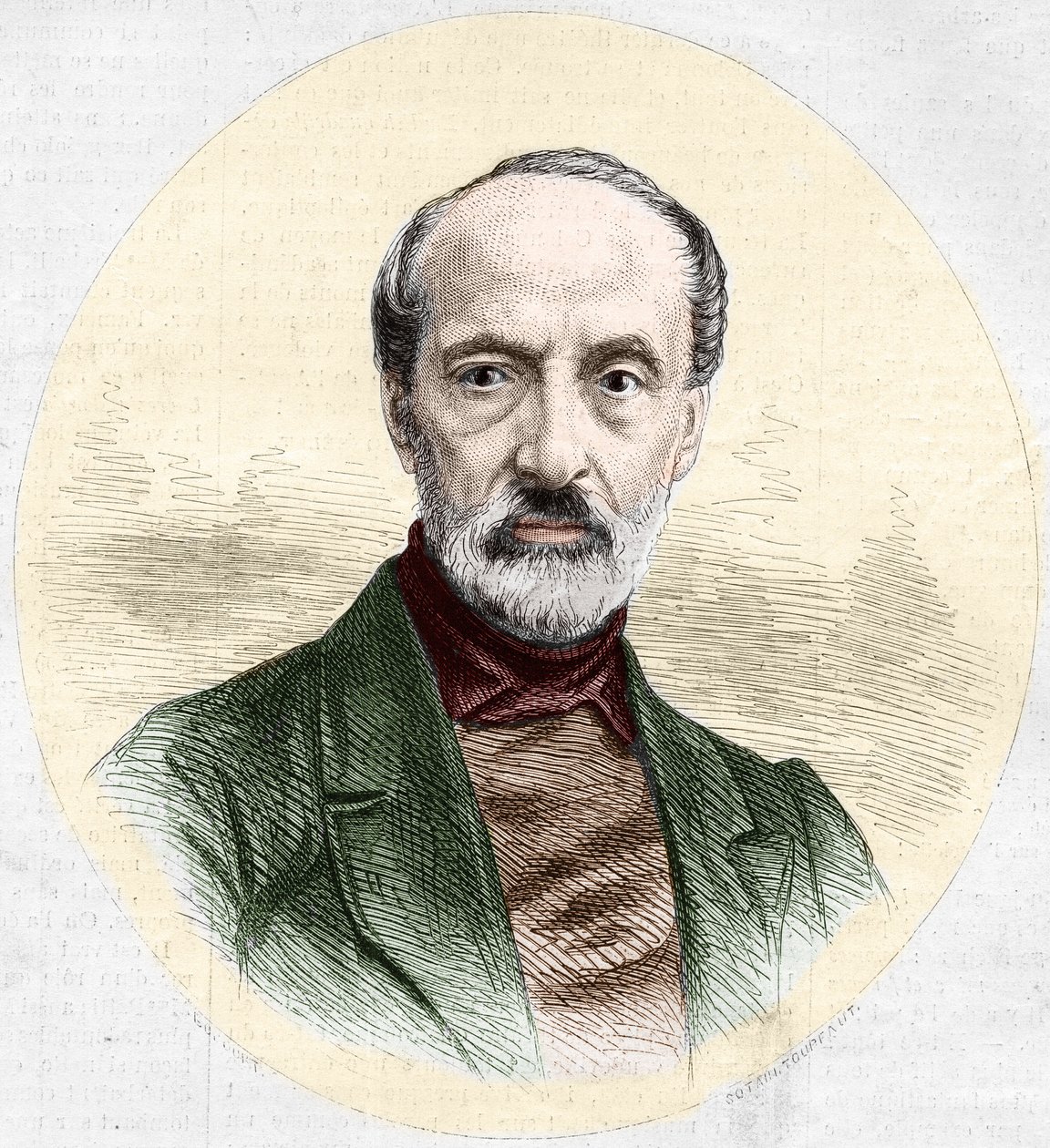 Giuseppe Mazzinin (1805-1872), italialaisen poliitikon ja nationalistin muotokuva. Kaiverrus "" Le Monde Illustré" -julkaisussa nro 779, 16. maaliskuuta 1872. tekijältä French School