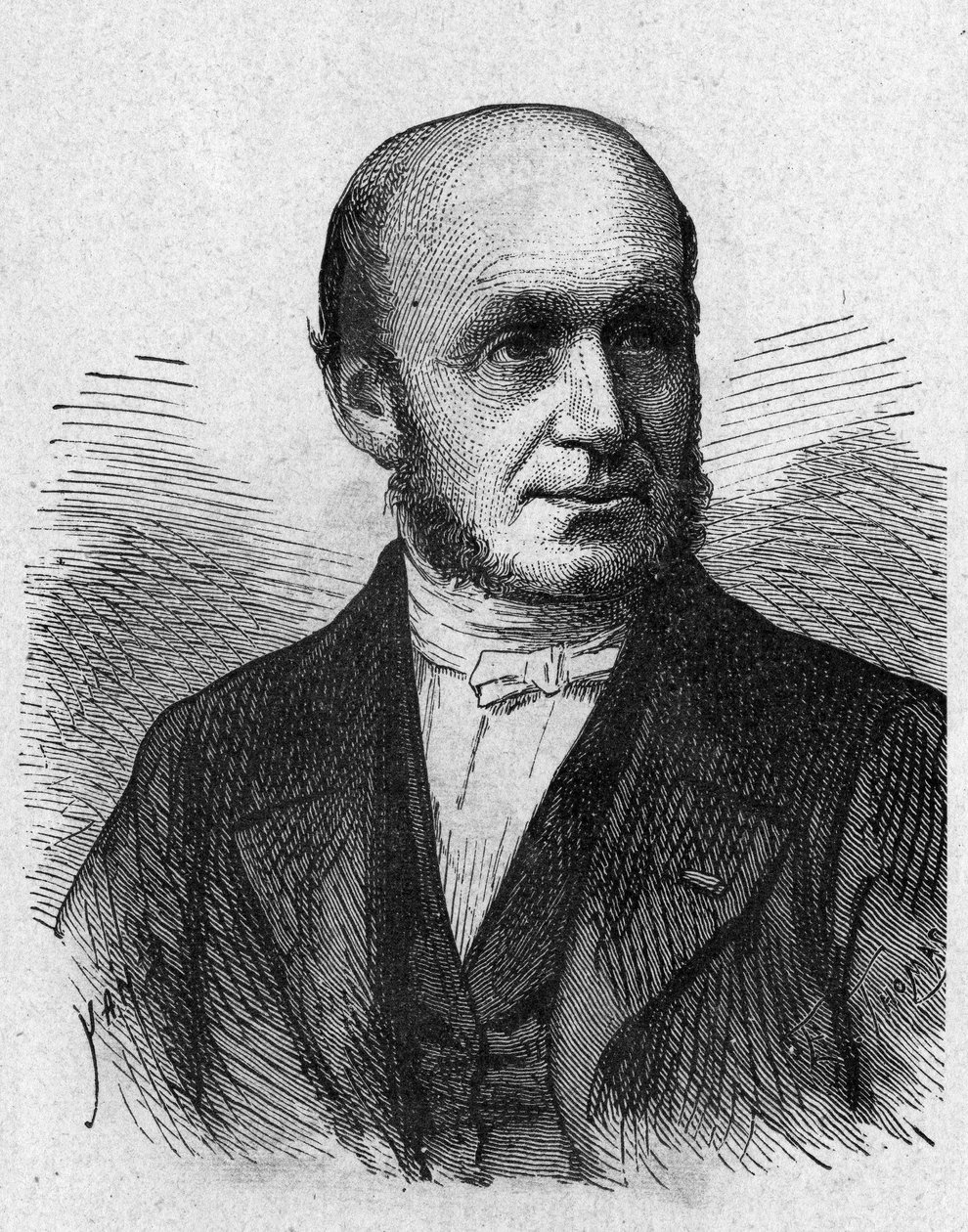 Guillaume Benjamin Duchenne de Boulognen (1806 - 1875), ranskalaisen lääkärin muotokuva julkaisussa "Album de la Science; maineikkaat tiedemiehet; Suuria löytöjä””” 1896. tekijältä French School
