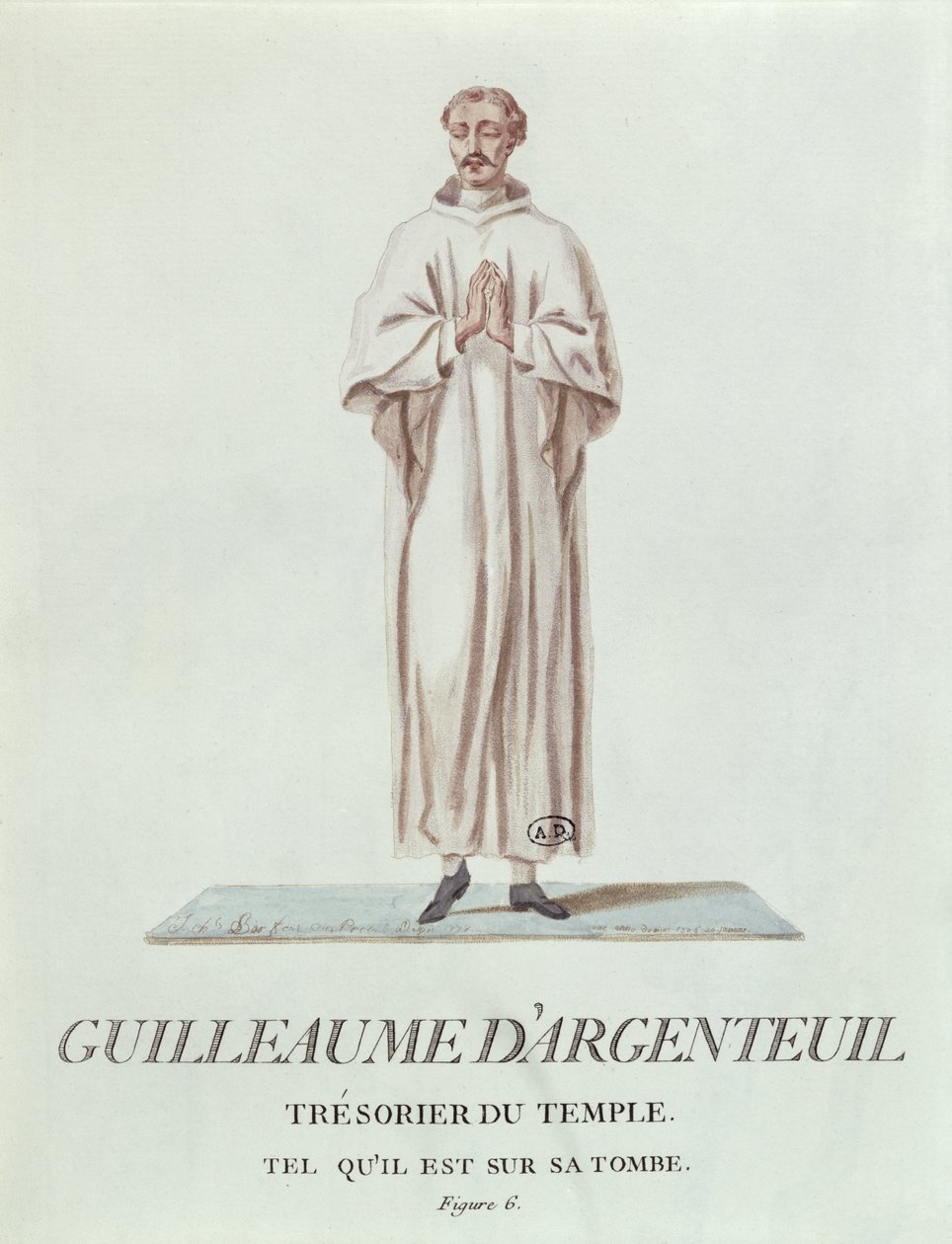 Temppelin rahastonhoitajan Guillaume dArgenteuilin muotokuva hänen haudassaan, 1786 (wc paperilla) tekijältä French School