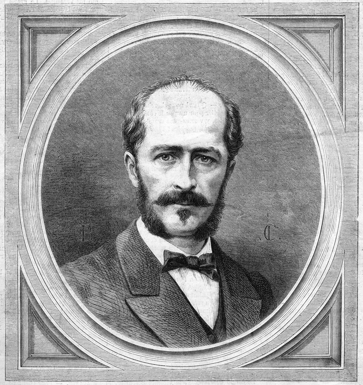 Gustave Lambertin (1824-1871), ranskalaisen hydrografin ja tutkimusmatkailijan, pohjoisnavalla tutkimusmatkan kirjoittajan, muotokuva. Kaiverrus "" Le Monde Illustré" -julkaisussa nro 771, 20. tammikuuta tekijältä French School