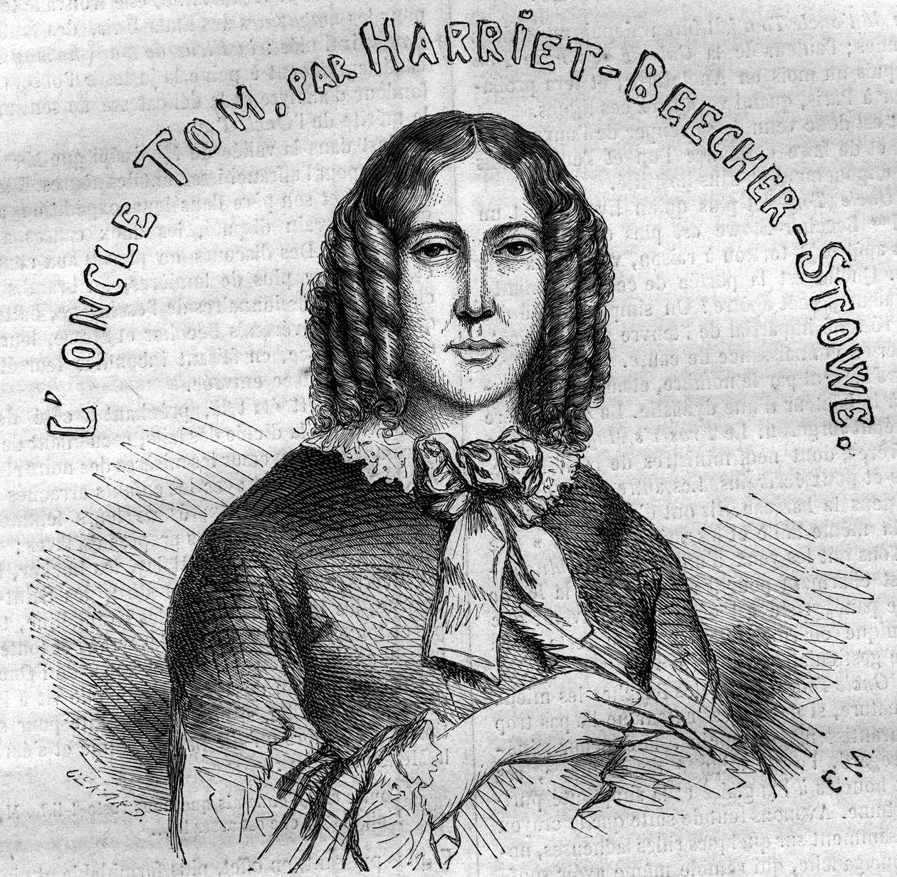 Muotokuva Harriet Beecher Stowesta (1811-1896), yhdysvaltalaisesta kirjailijasta, Uncle Tom