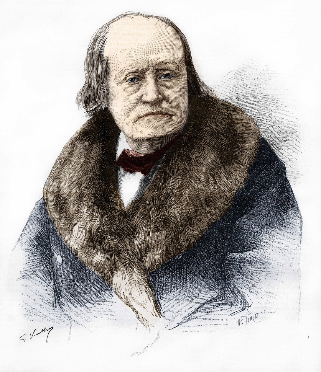 Henri (Henry) Milne Edwardsin (Milne-Edwards) muotokuva. Ranskalainen luonnontieteilijä 1800-1885. Kaiverrus kirjassa "le monde illustrious" vuodelta 1885. tekijältä French School