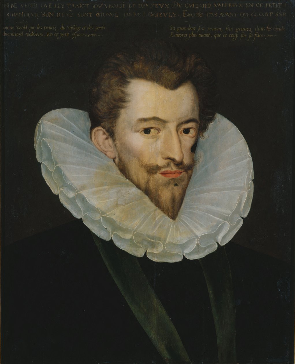 Henri I (1549-88) de Lorraine, Duc de Guisen muotokuva, joka tunnetaan nimellä Le Balafre (tempera taulussa) tekijältä French School