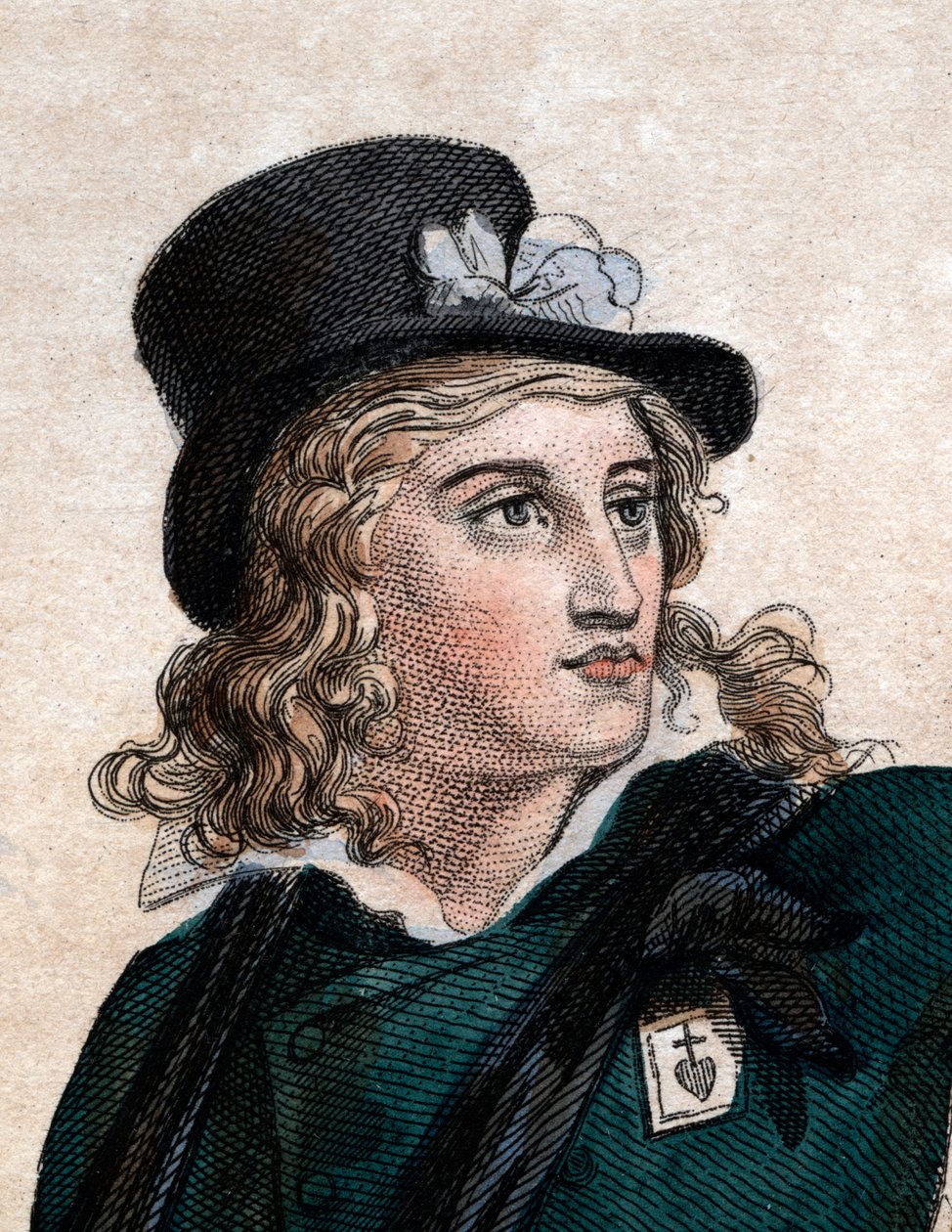 Muotokuva Henri du Vergieristä (Verger), kreivi de La Rochejaquelein (1772-1794), kenraali Royalist Vendean kapinan (Sota Vendee) aikana Ranskan vallankumouksen aikana. tekijältä French School