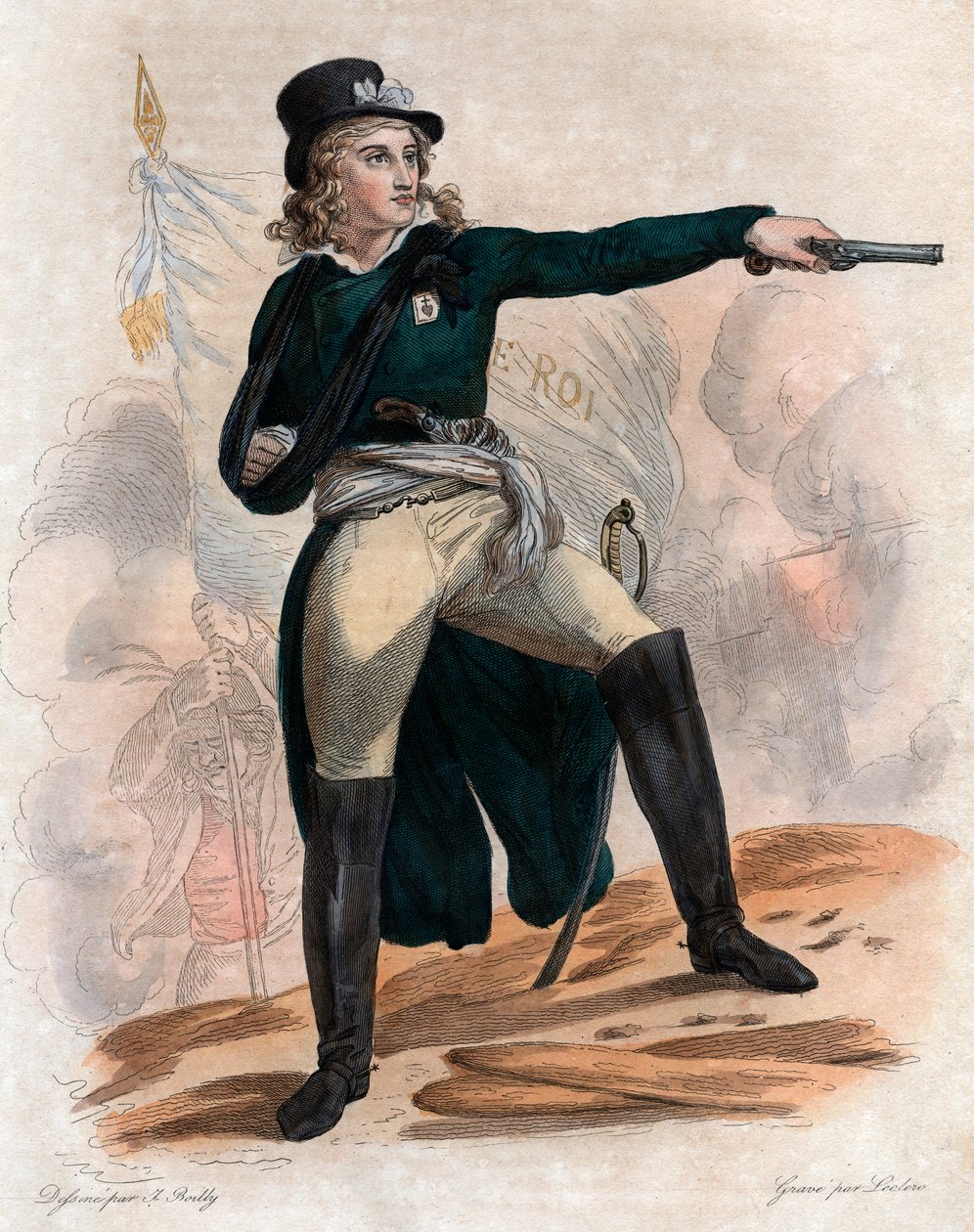 Muotokuva Henri du Vergieristä (Verger), kreivi de La Rochejaquelein (1772-1794), kenraali Royalist Vendean kapinan (Sota Vendee) aikana Ranskan vallankumouksen aikana. tekijältä French School