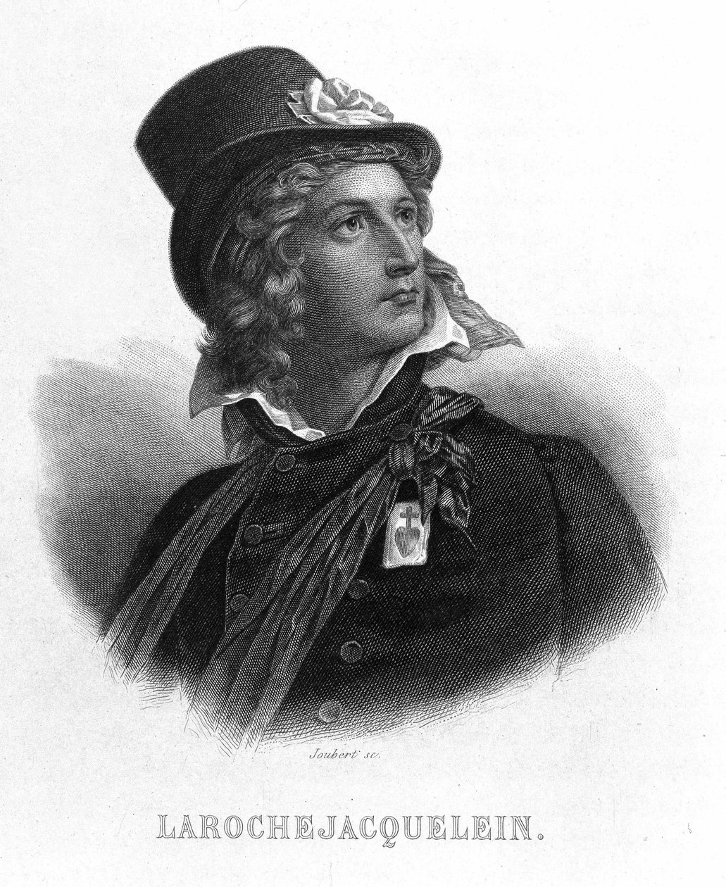 La Rochejaqueleinin (tai Verger de La Rochejacqueleinin) kreivin Henri du Vergierin muotokuva (1772-1794). Sen rinnassa on myyjien arvomerkit. - Thiersin "" Revolution francaise" -kirjassa. 1800-luvulla tekijältä French School