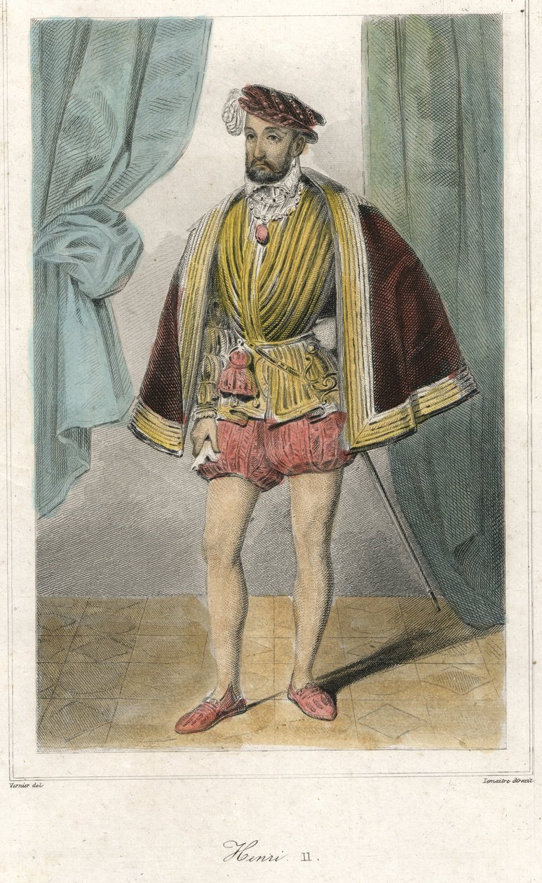 Henry II:n (1519 - 1559) muotokuva miekalla. tekijältä French School