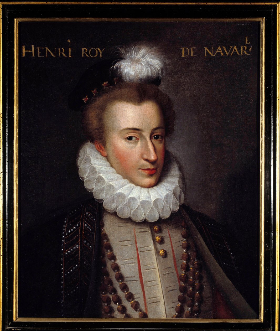 Henry IV:n (1553-1610) muotokuva Ranskan kuninkaan maalaus ranskalaisesta koulusta. 1500-luvun aurinko. 0,51 x 0,61 m. Pau, linnamuseo tekijältä French School