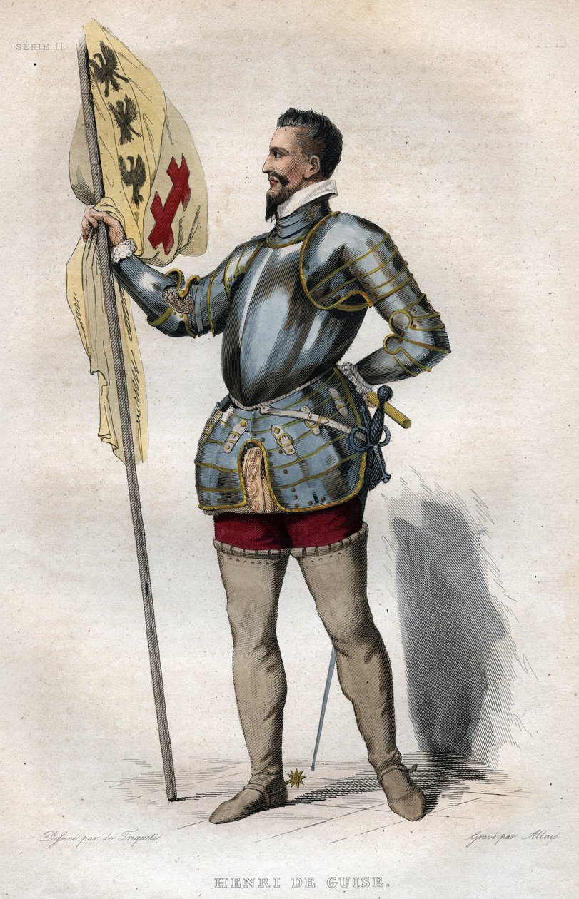 Henry I, Guisen herttua (1550-1588) muotokuva, jota kutsutaan "arpeutuneeksi", kuvitus Edmond Mennechetin "" Le Plutarque Français -kirjasta" tekijältä French School
