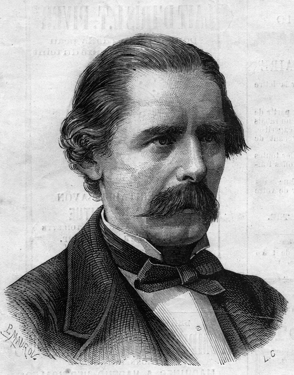 Henry Thompsonin (1820-1904), englantilaisen lääkärin, Napoleon III:n kirurgin muotokuva. Kaiverrus "" Le Monde Illustré" -julkaisussa nro 825, 1. helmikuuta 1873. tekijältä French School