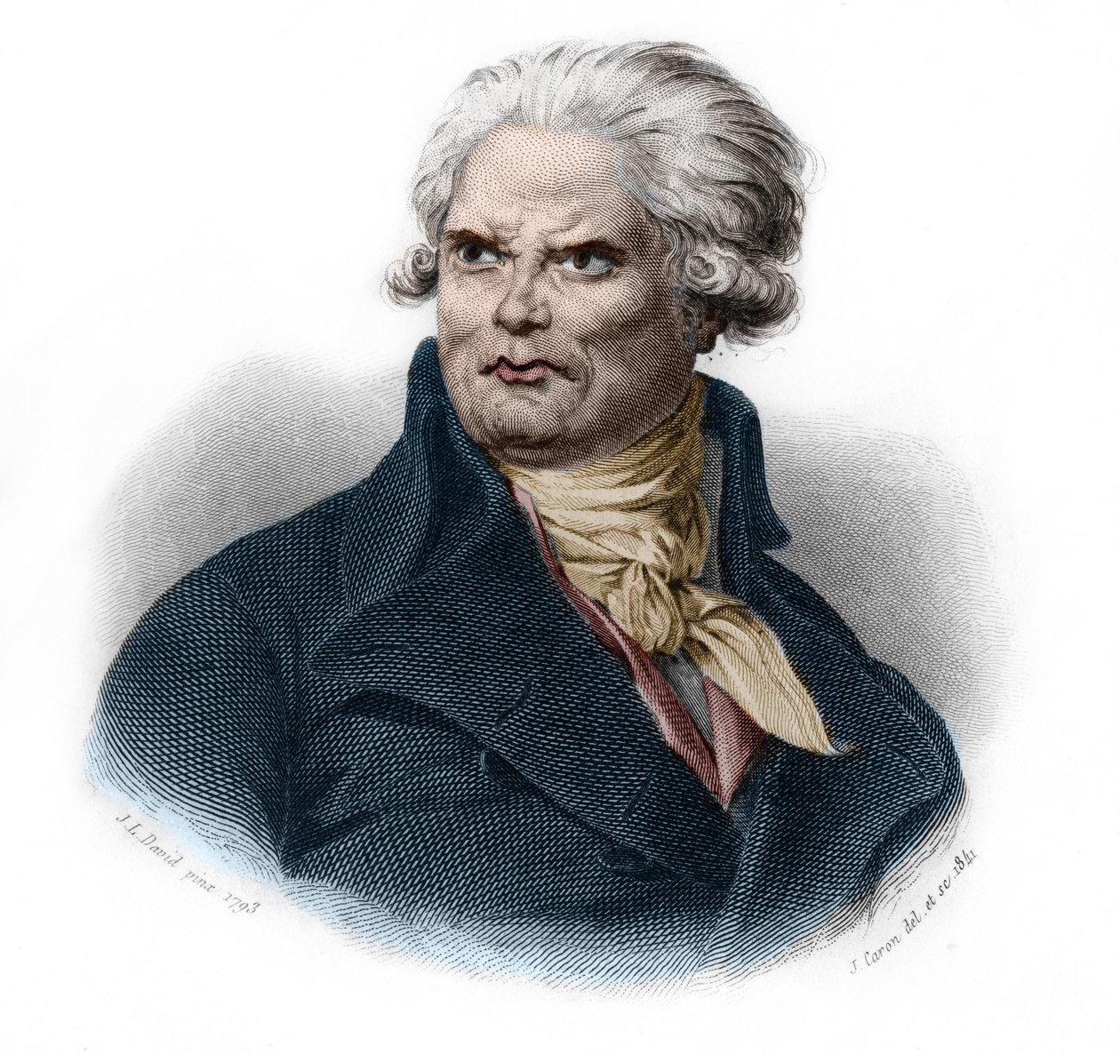 Honore Gabrielin (Honore-Gabriel) Riquetin muotokuva, Mirabeaun kreivi (1749-1791), ranskalainen poliitikko ja vallankumouksellinen. Louis de Cormenin Timonin teoksessa LIBRE DES SporERS. 1842. Yksityinen kokoelma. tekijältä French School