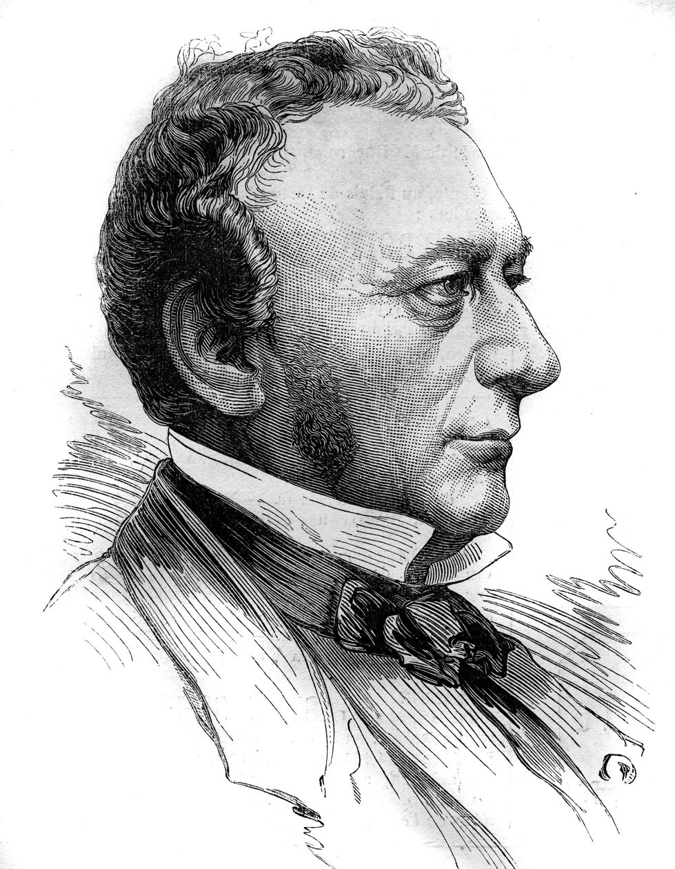 Societe de Credit mobilierin ja generale transatlantic -yhtiön perustajan Isaac Pereiren (1800 - 1875) muotokuva. Kaiverrus "" Le Monde Illustré" -julkaisussa nro 1218, 31. heinäkuuta 1880. tekijältä French School
