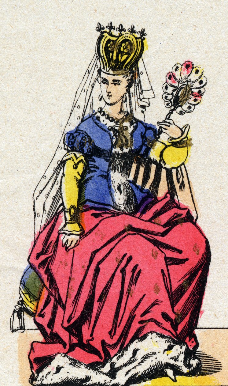 Ranskalaisen Kaarle VI:n vaimon Isabeau (Isabelle, Elisabeth) de Bavieren (1371-1435) muotokuva. (Kapetian dynastia). tekijältä French School