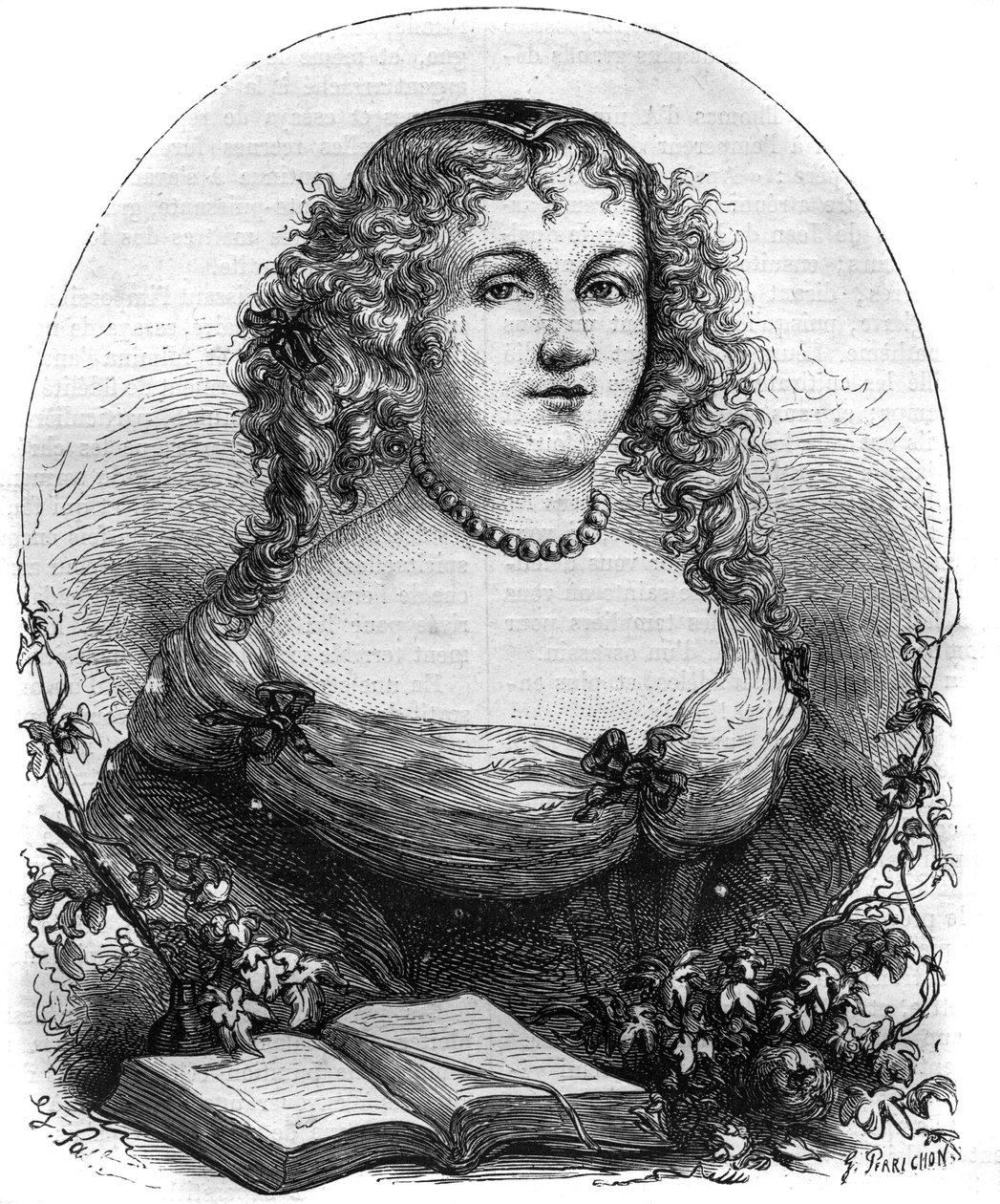Muotokuva Isabel II:sta Jerusalemista (Yolande de Brienne), Jerusalemin kuningattaresta (1212-1228) ja Pyhän Imperiumin Frederic II:n vaimosta. Kaiverrus "" Paavien historiaan (...) Kuningatarkuninkaan ja keisarien rikokset vuosisatojen ajan" Maurice Lacha tekijältä French School