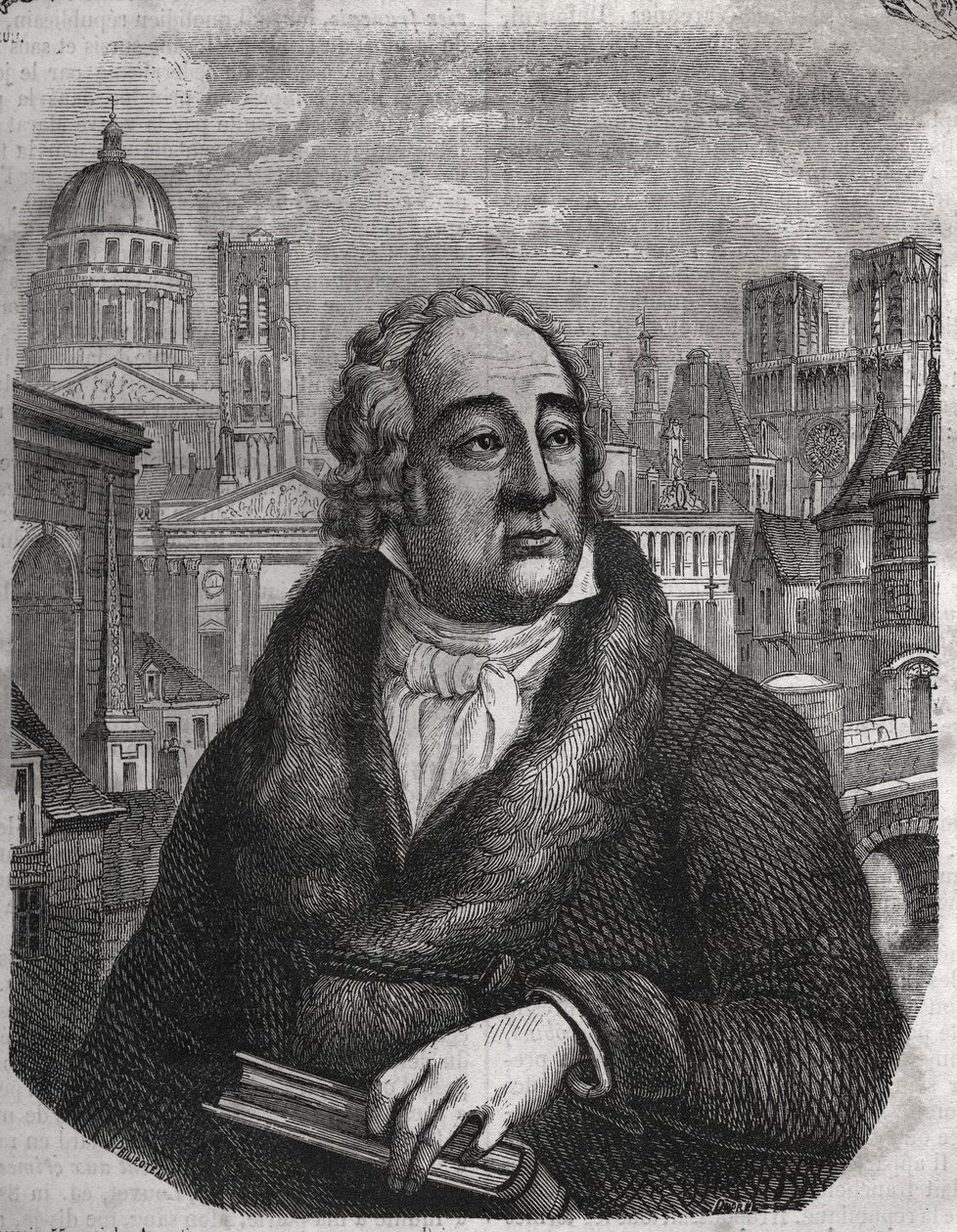 Jacques-Antoine Dulauren (Jacques Antoine) (1755-1835) muotokuva ranskalainen arkeologi ja historioitsija - Jacques Antoine Dulauren kaiverrus "Pariisin fyysinen, siviili- ja moraalinen historia: ensimmäisistä historiallisista ajoista nykypäivään". 1853 tekijältä French School