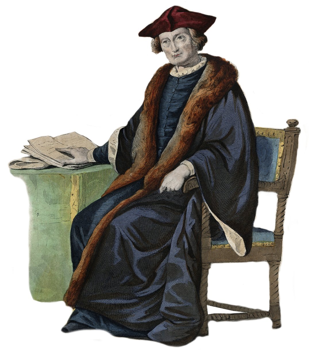Muotokuva Jacques Augustesta (Jacques-Auguste), jonka on kirjoittanut Thou (Thuanus) (1553-1617), ranskalainen historioitsija, kirjojen kerääjä ja Pariisin parlamentin puheenjohtaja. kuvitus Edmond Mennechetin "" Ranskan Plutarchista" -kirjasta tekijältä French School