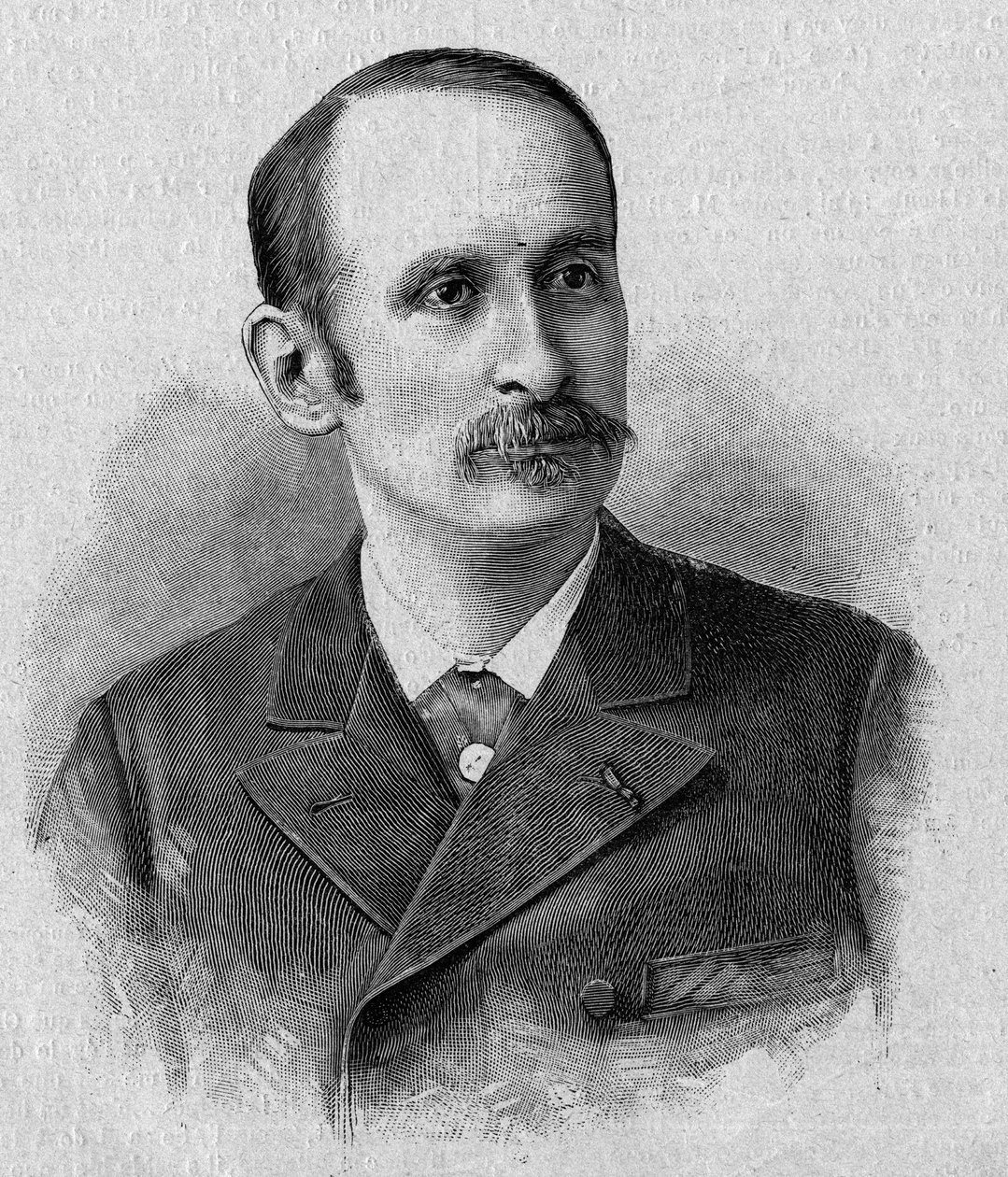Jacques Marie Eugene Godefroy-Cavaignacin (1853-1905), ranskalaisen poliitikon, sotaministerin muotokuva vuonna 1895. Kaiverrus "La gazette du dimanche" -lehdessä 14. marraskuuta 1895. tekijältä French School
